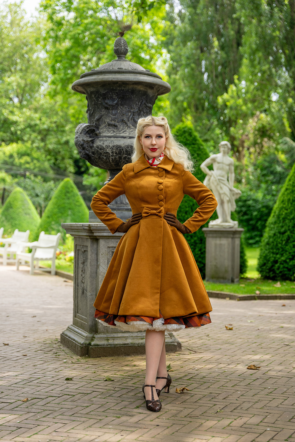 Caroline Swing Coat in Ochre Brown